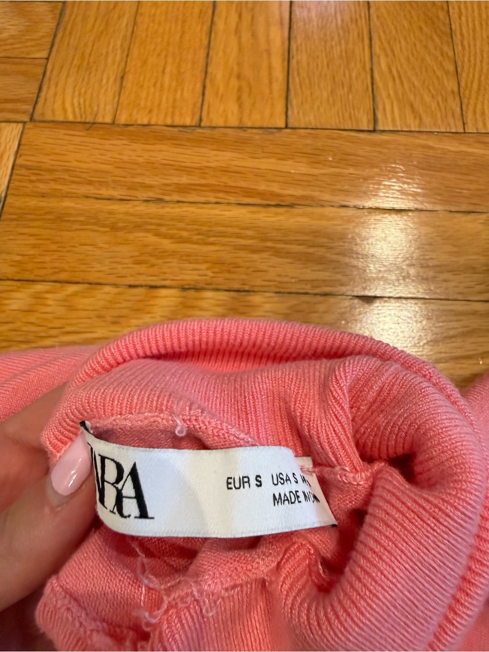 ZARA Coral-Blend Knit Crewneck Top